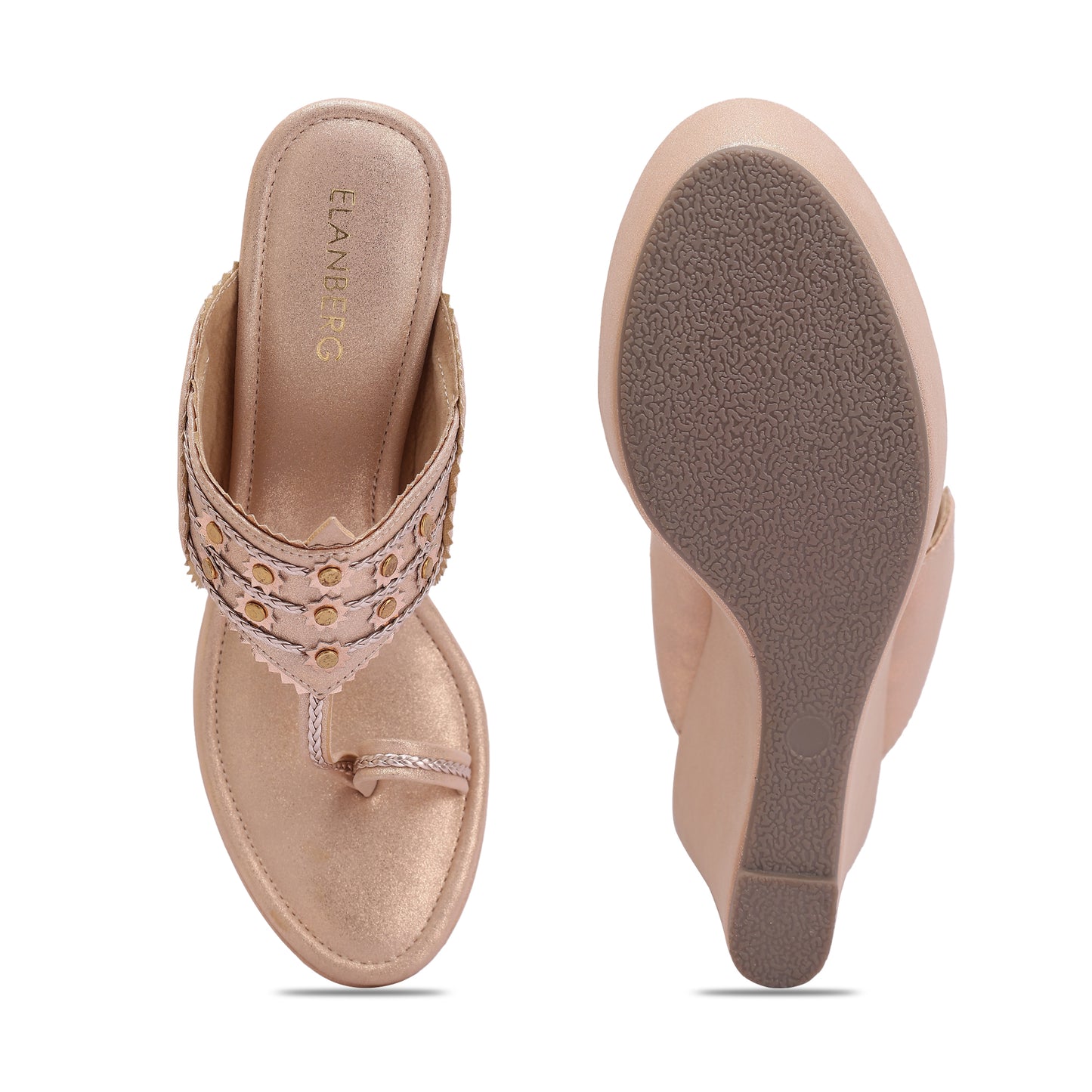 Padmika Kohlapuri Wedge Heel - Rose Gold