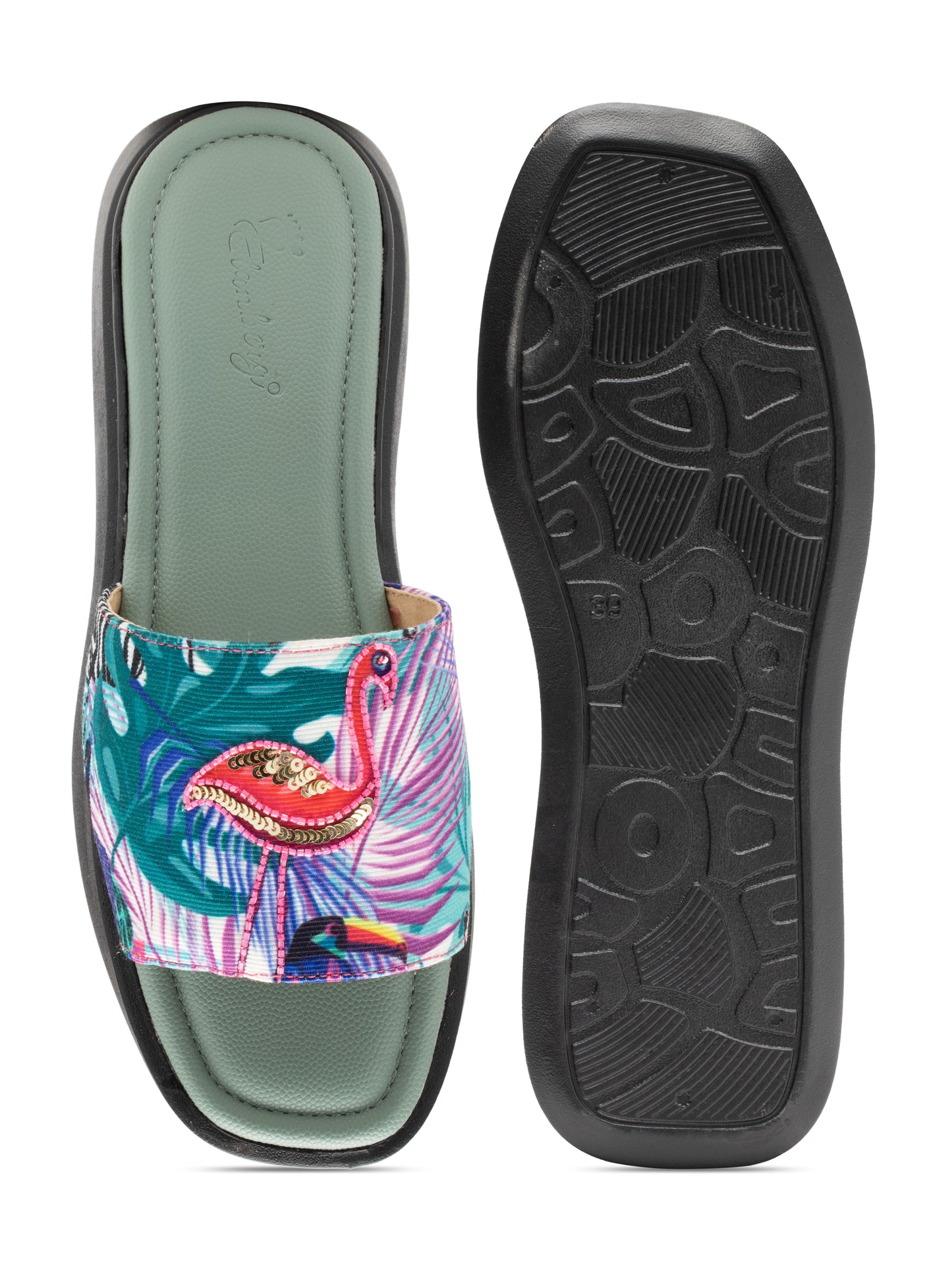 Flamora - Tropical Print Platform Slides (Flamingo Edition)