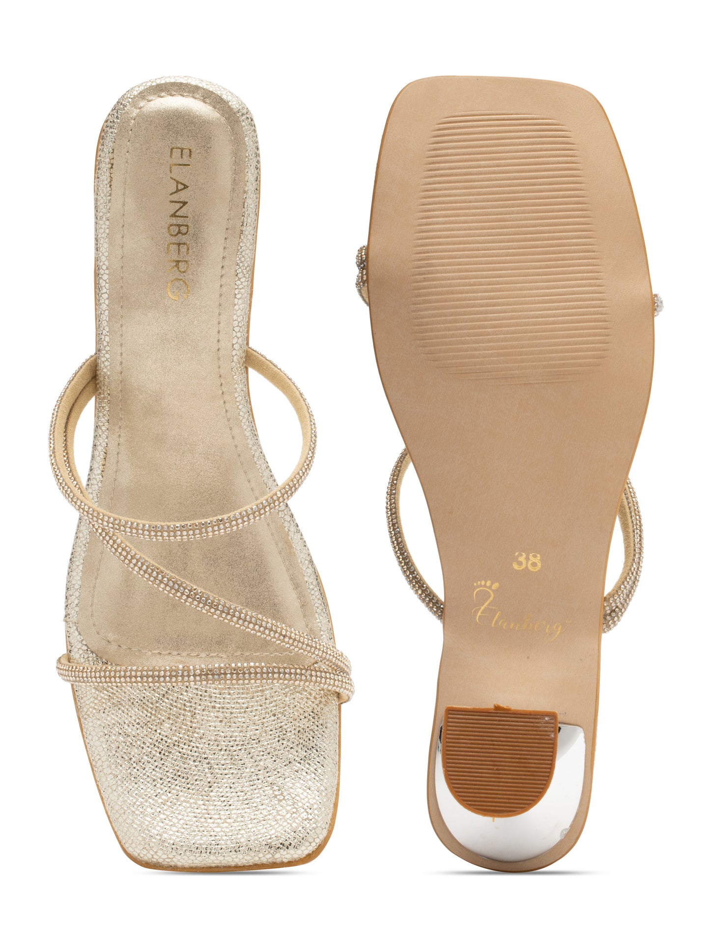 Valencia - Crystal Strappy Stiletto Heels (Golden Glam Edition)