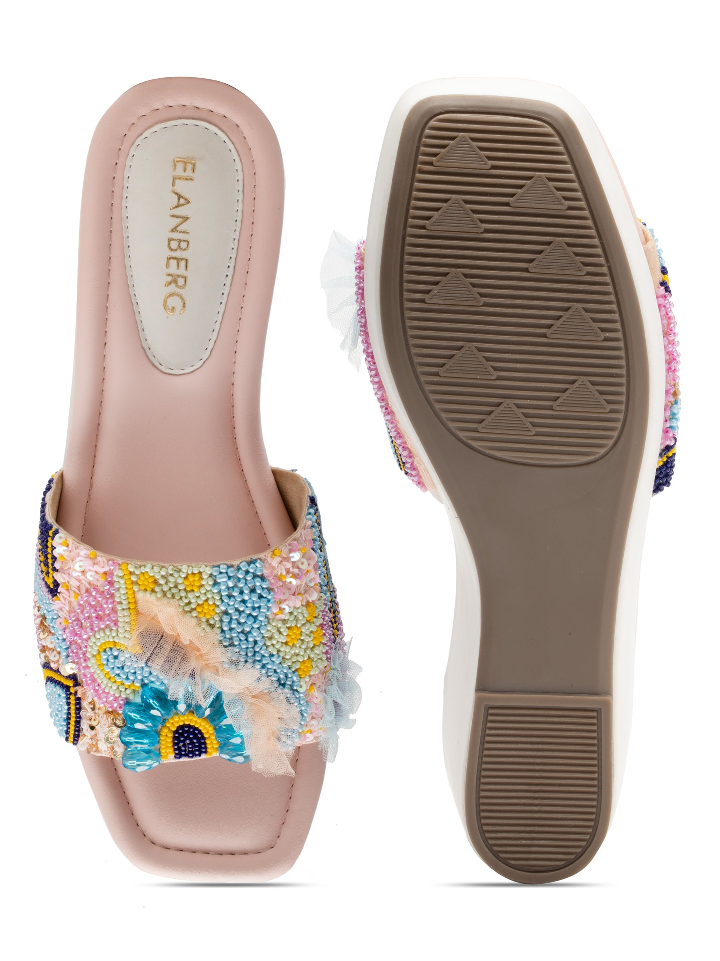 Auroria - Multicolor Embroidered Wedge Heels (Pastel Bloom)