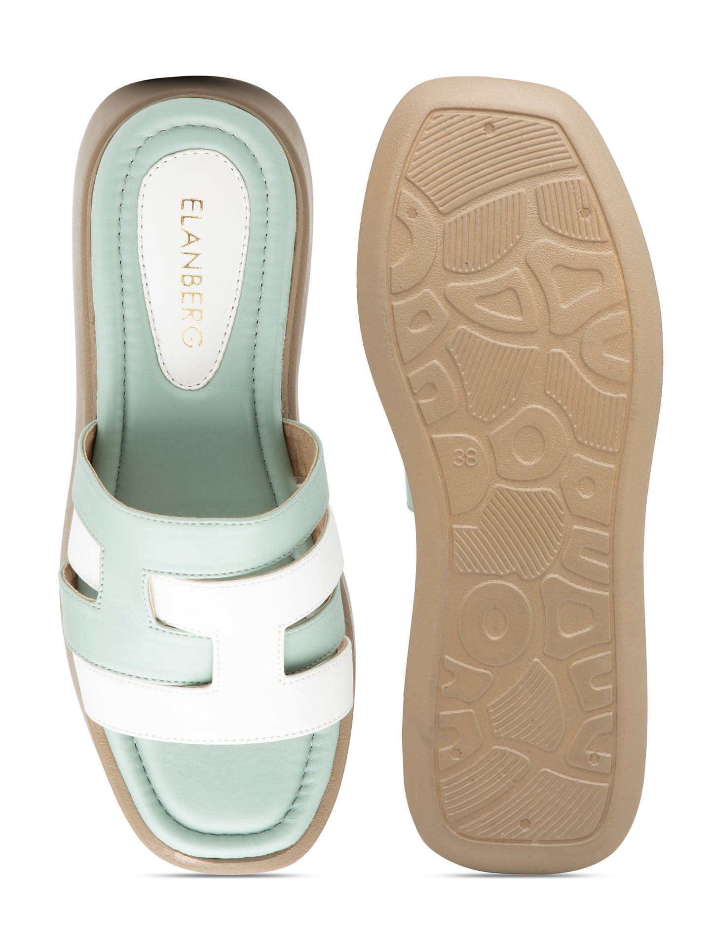 Virsea - Women’s Mint Green & White Dual-Tone Cut (Out Sliders)