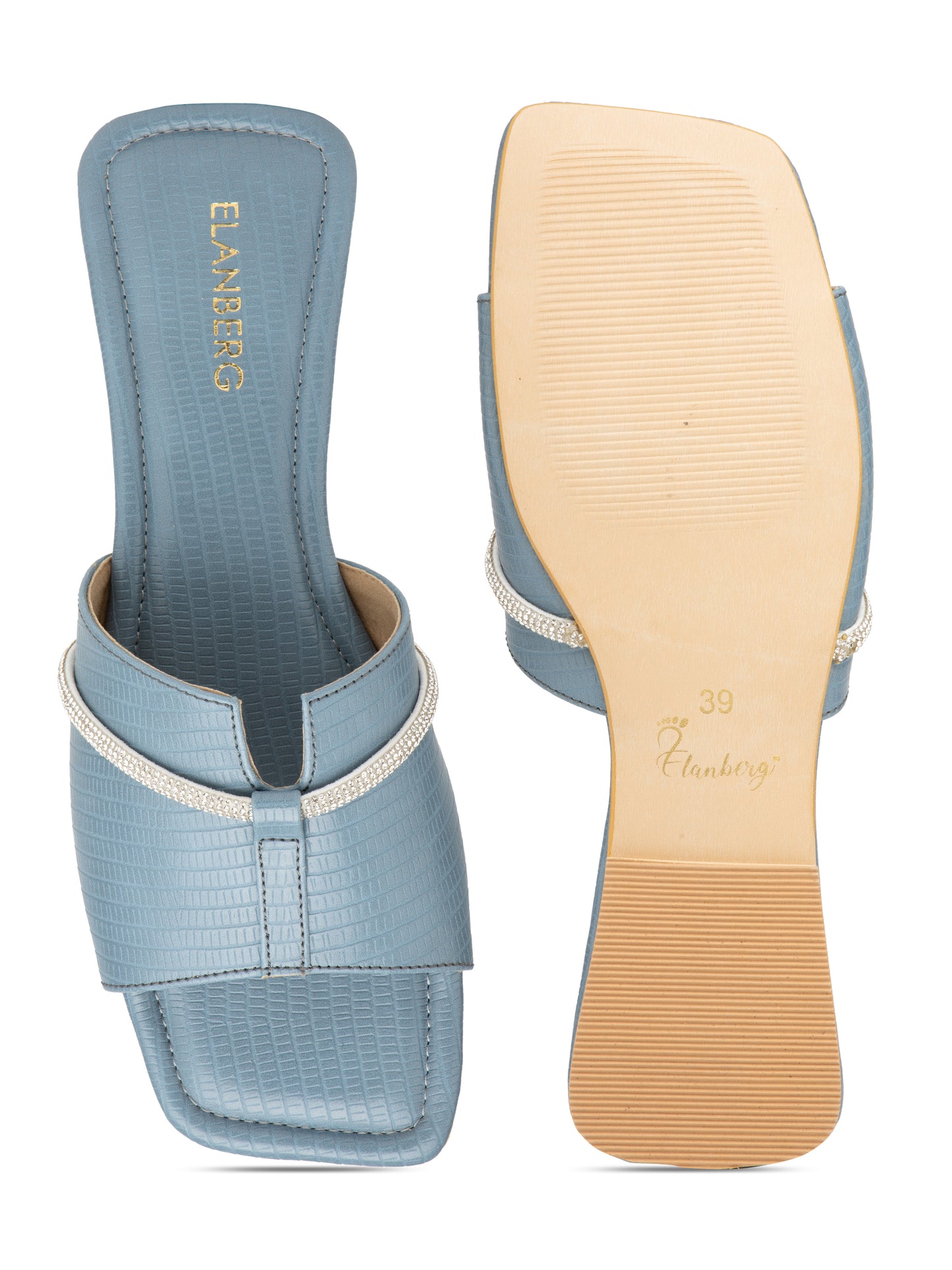 Ocevia - Women’s Blue Lizard-Texture Crystal (Accent Flats)