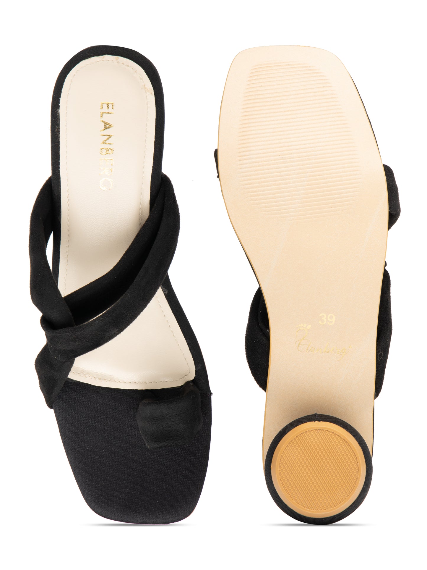 Noctira - Women’s Suede Black Knot (Strap Rounded Block Heel)