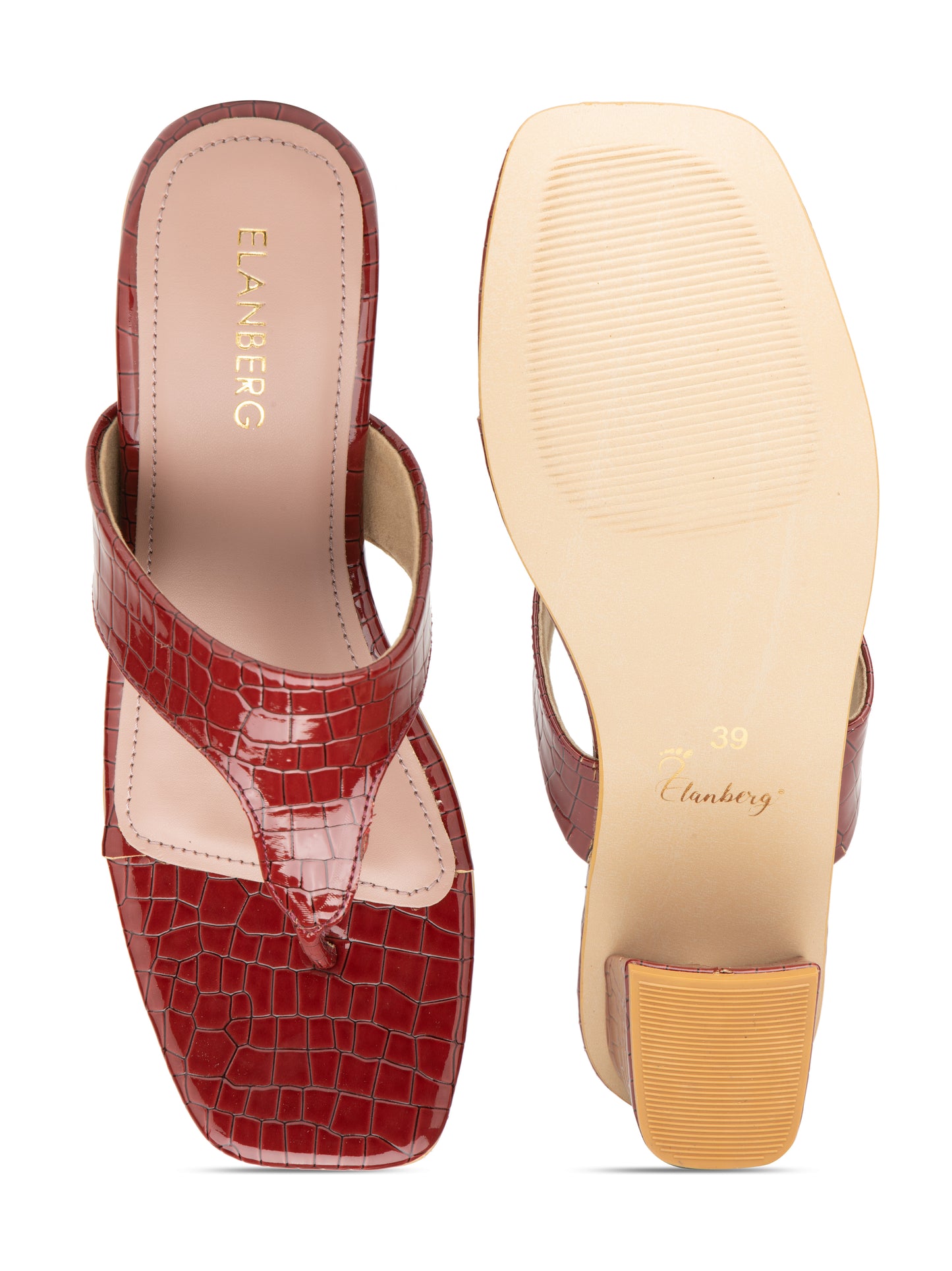 Crimora - Women’s Croc-Texture Block Heel (Cherry)