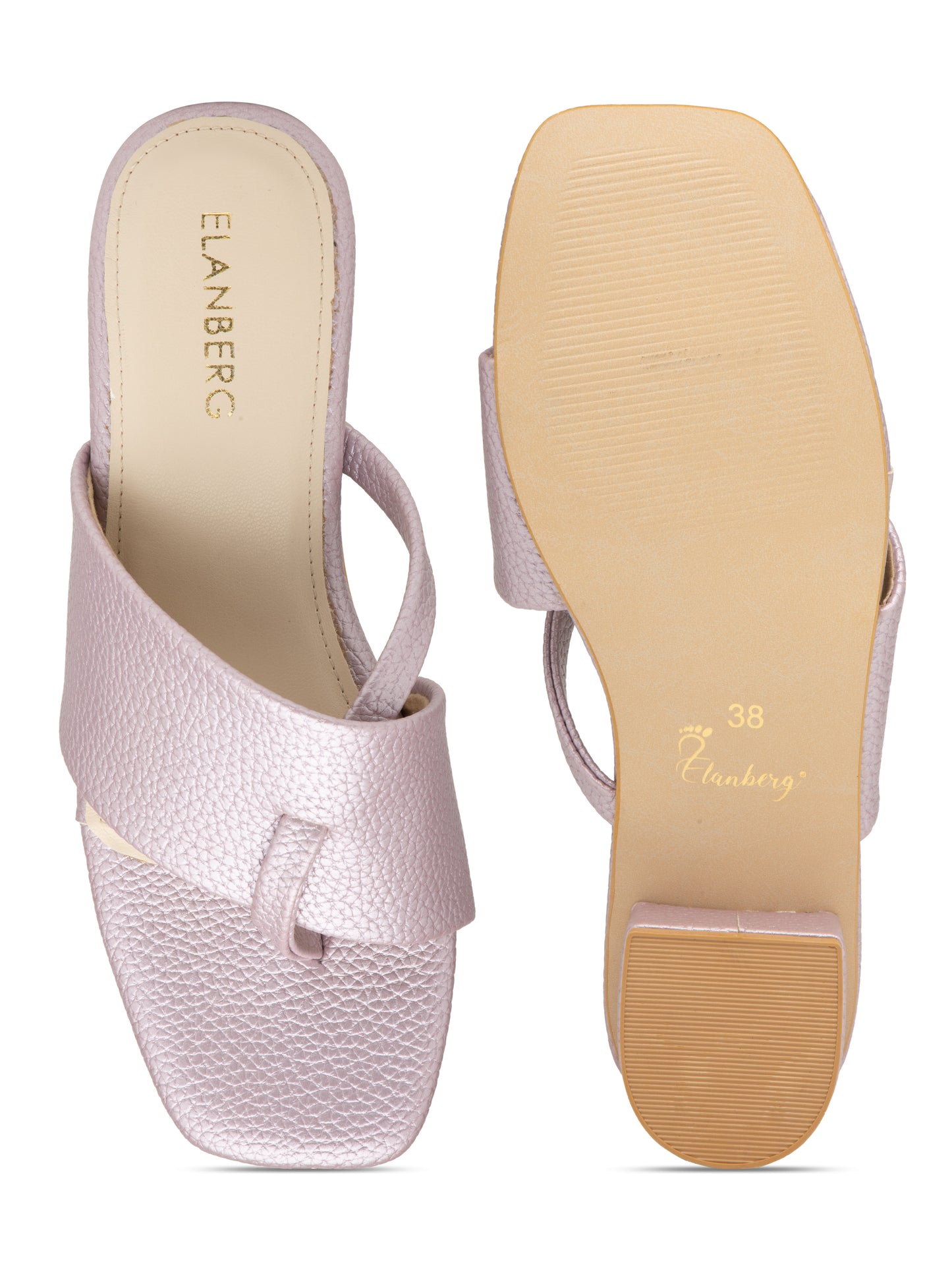 Lurevia - Women’s Metallic Lilac Cross-Strap Toe (Loop Block Heel)