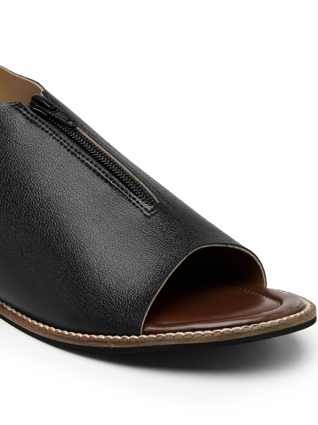 ELANBERG black Mules Backstrap Flats