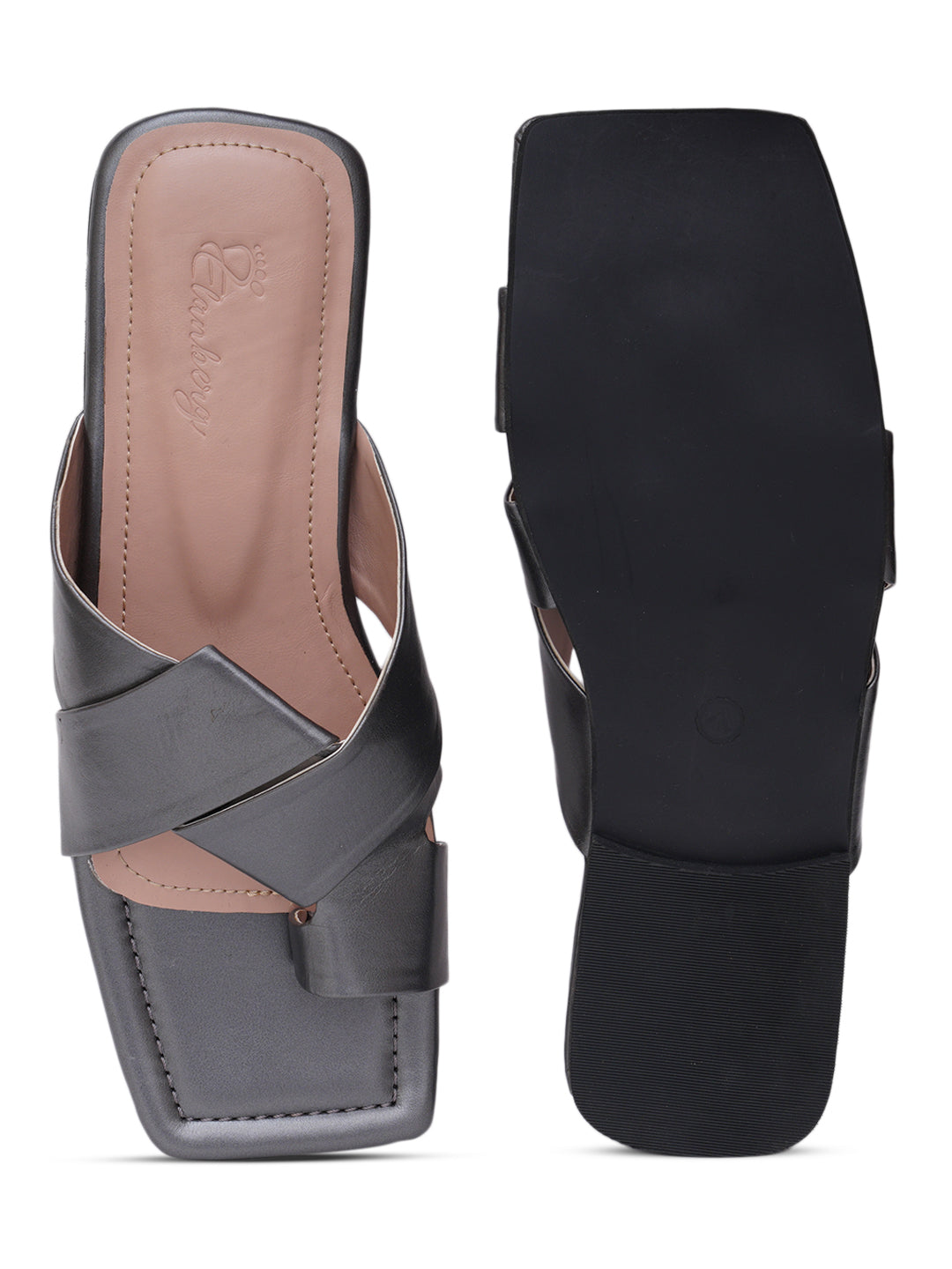 ELANBERG Black Fashion Synthetic Leather Flats