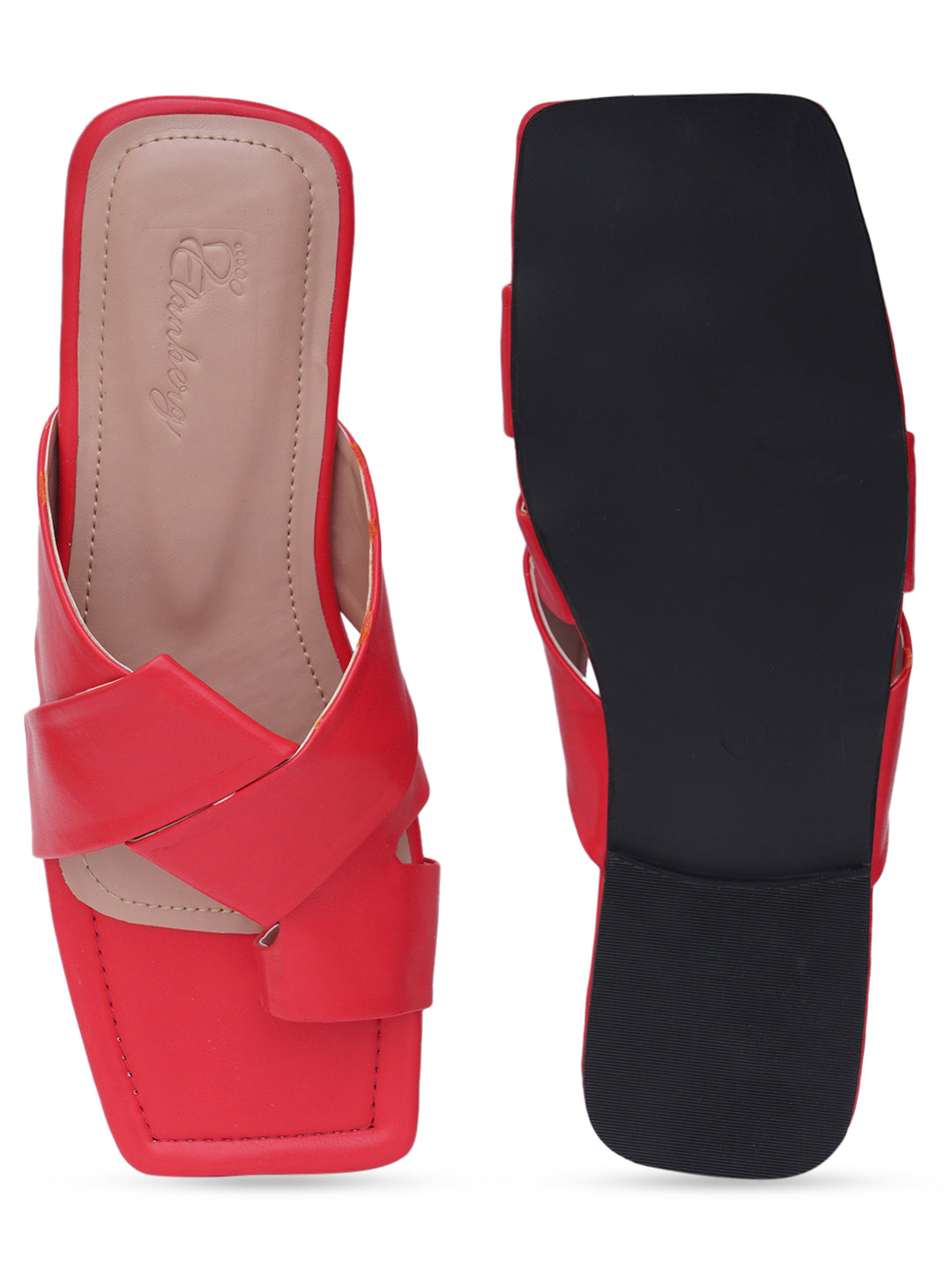 ELANBERG Red Fashion Synthetic Leather Flats