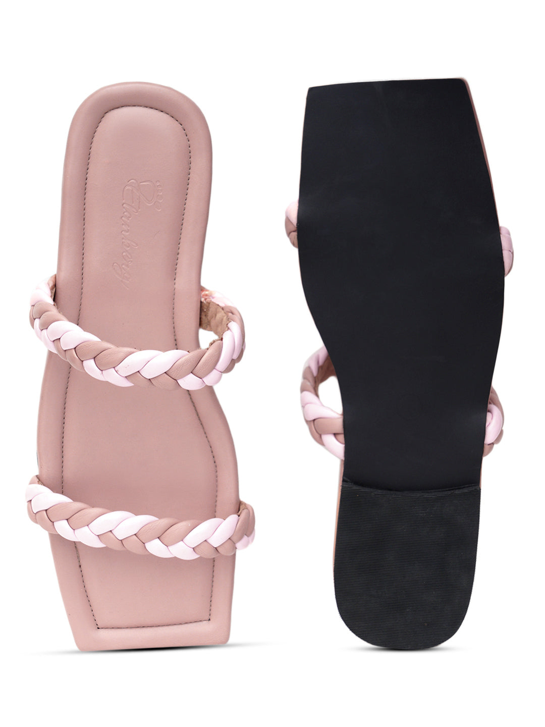 ELANBERG Pink Slip-On Open Toe Flats