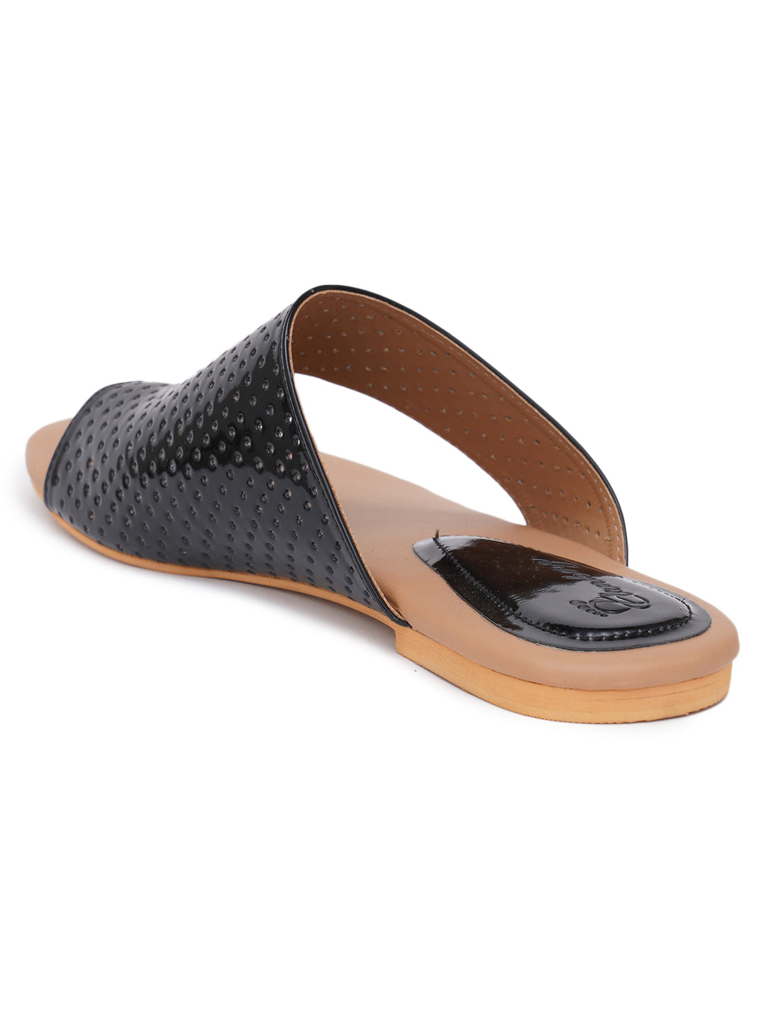 ELANBERG Black Fashion Synthetic Leather Slip-On Flats