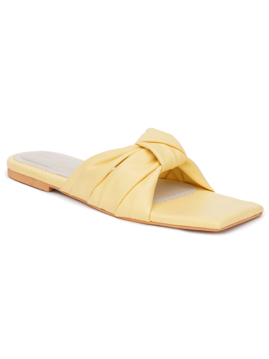 ELANBERG Yellow Fashion Synthetic Leather Slip-On Flats Summer ELANBERG