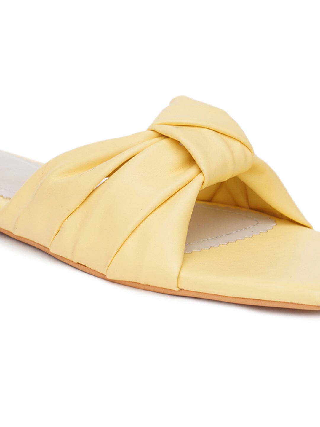 ELANBERG Yellow Fashion Synthetic Leather Slip-On Flats Summer ELANBERG