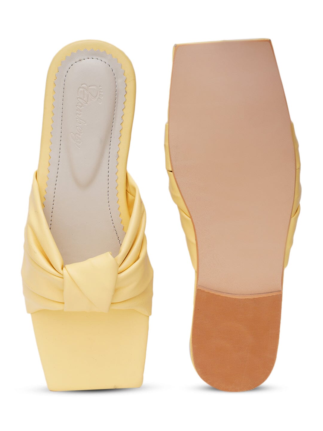 ELANBERG Yellow Fashion Synthetic Leather Slip-On Flats Summer ELANBERG