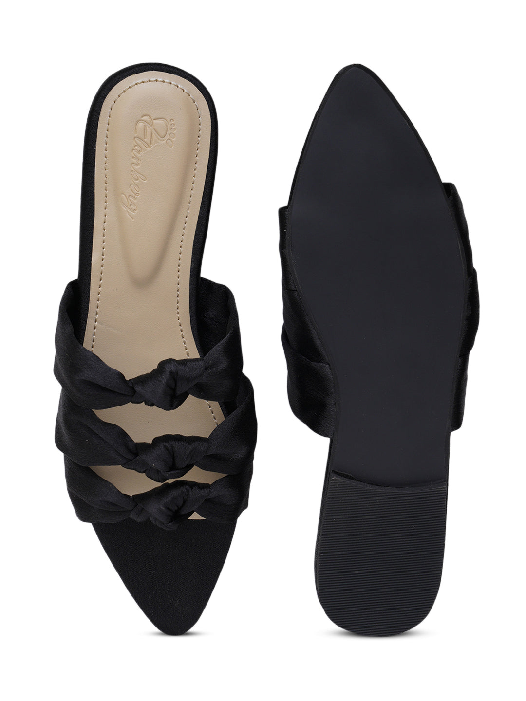 ELANBERG Black Fashion Synthetic Leather Flats