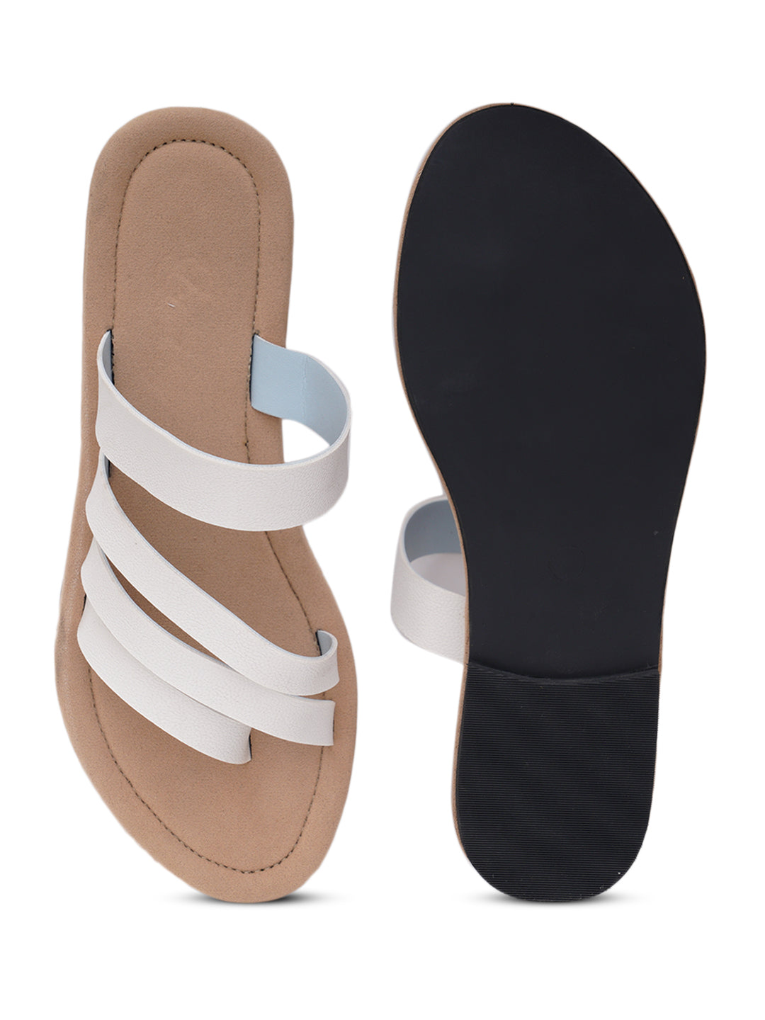 ELANBERG White Fashion Synthetic Leather Flats