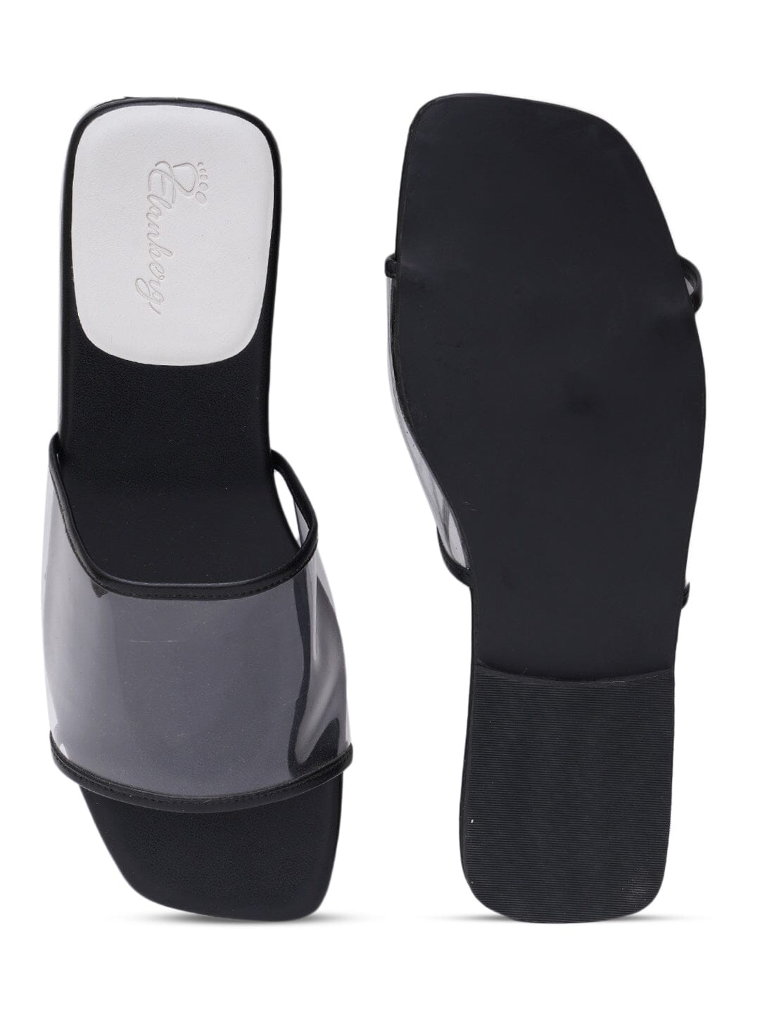 ELANBERG Black Fashion Synthetic Leather Slip-On Flats Summer ELANBERG