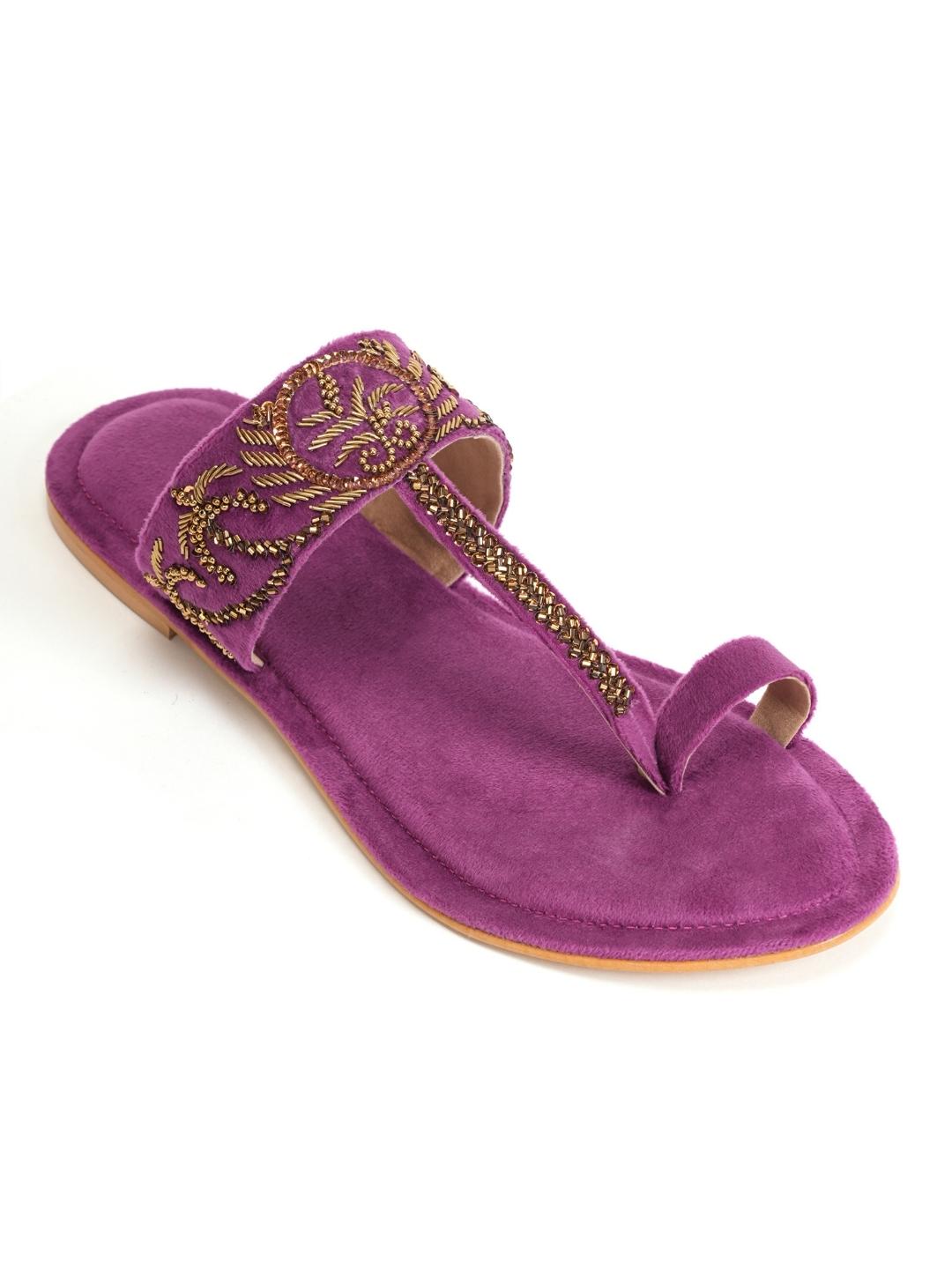 Zarika Handcrafed Ethnic Flat- Purple