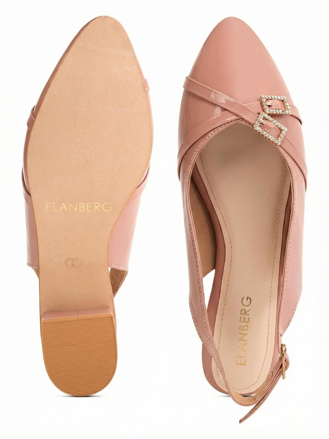 Poudre Crystal Buckled Mules- Blush