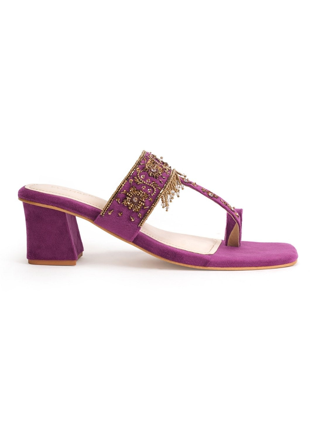 Zariva Handcrafed Ethnic Heel- Purple