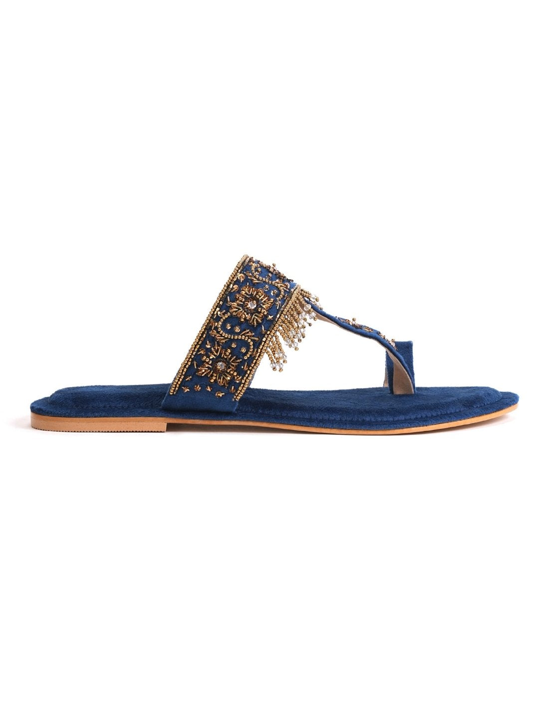 Nirvia Handcrafed Ethnic Flat- Royal Blue