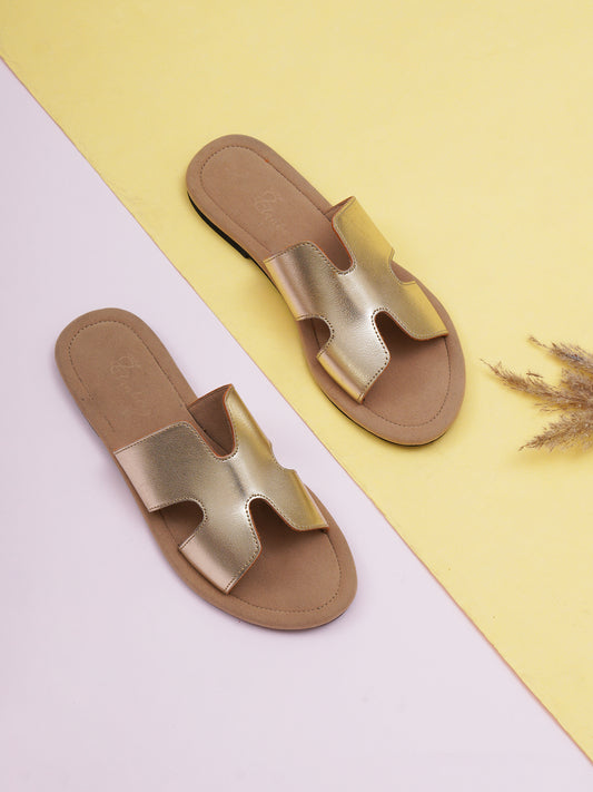 Golden Dune H-Cut Metallic Flat- Gold