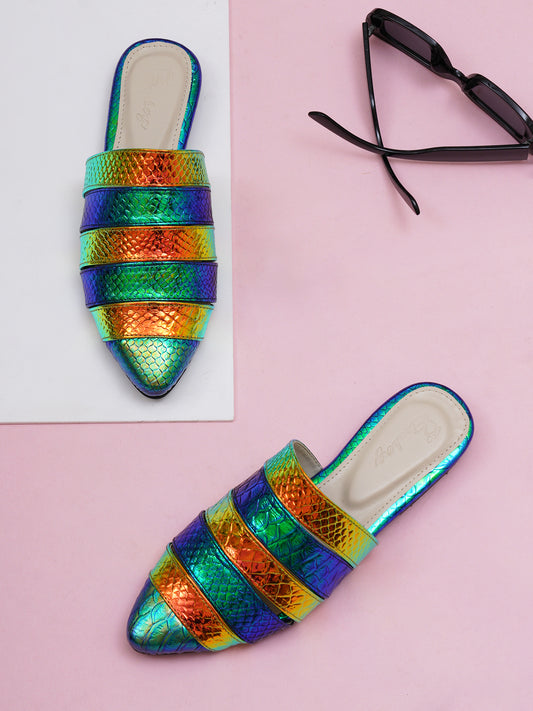 Chroma Metallic Hologram Mules- Rainbow