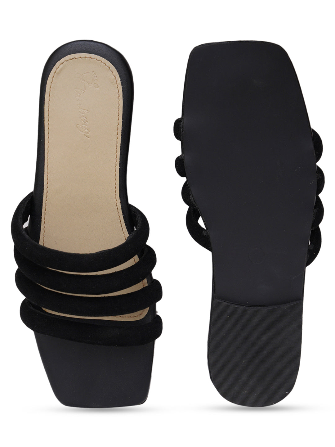 ELANBERG Black Fashion Synthetic Leather Flats
