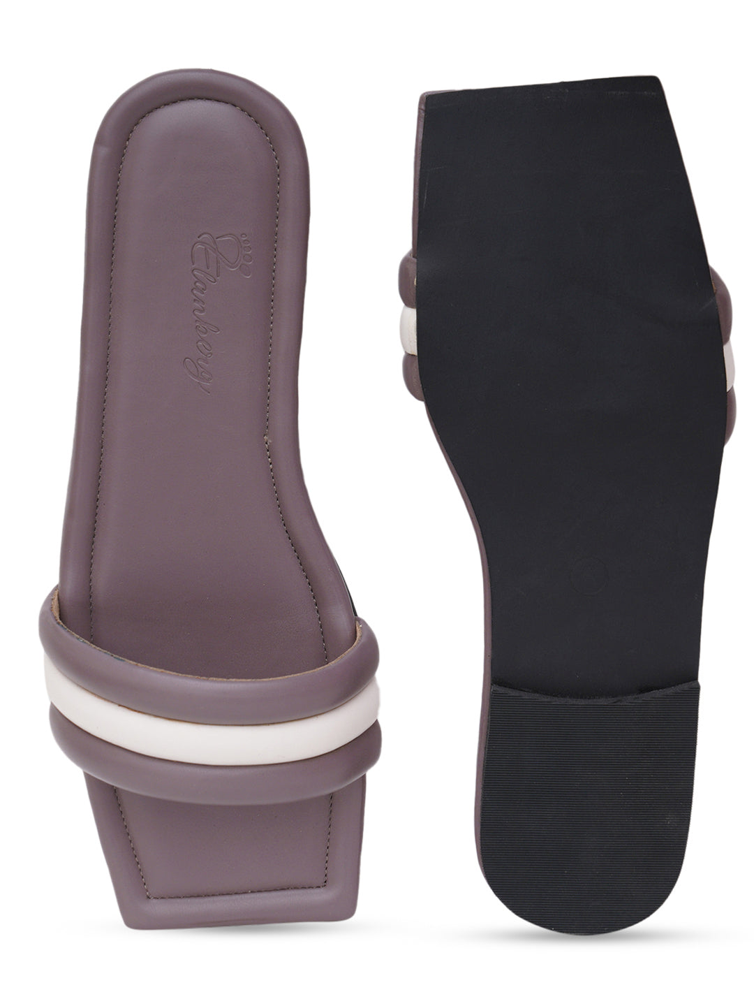 ELANBERG Purple Slip-On Open Toe Flats