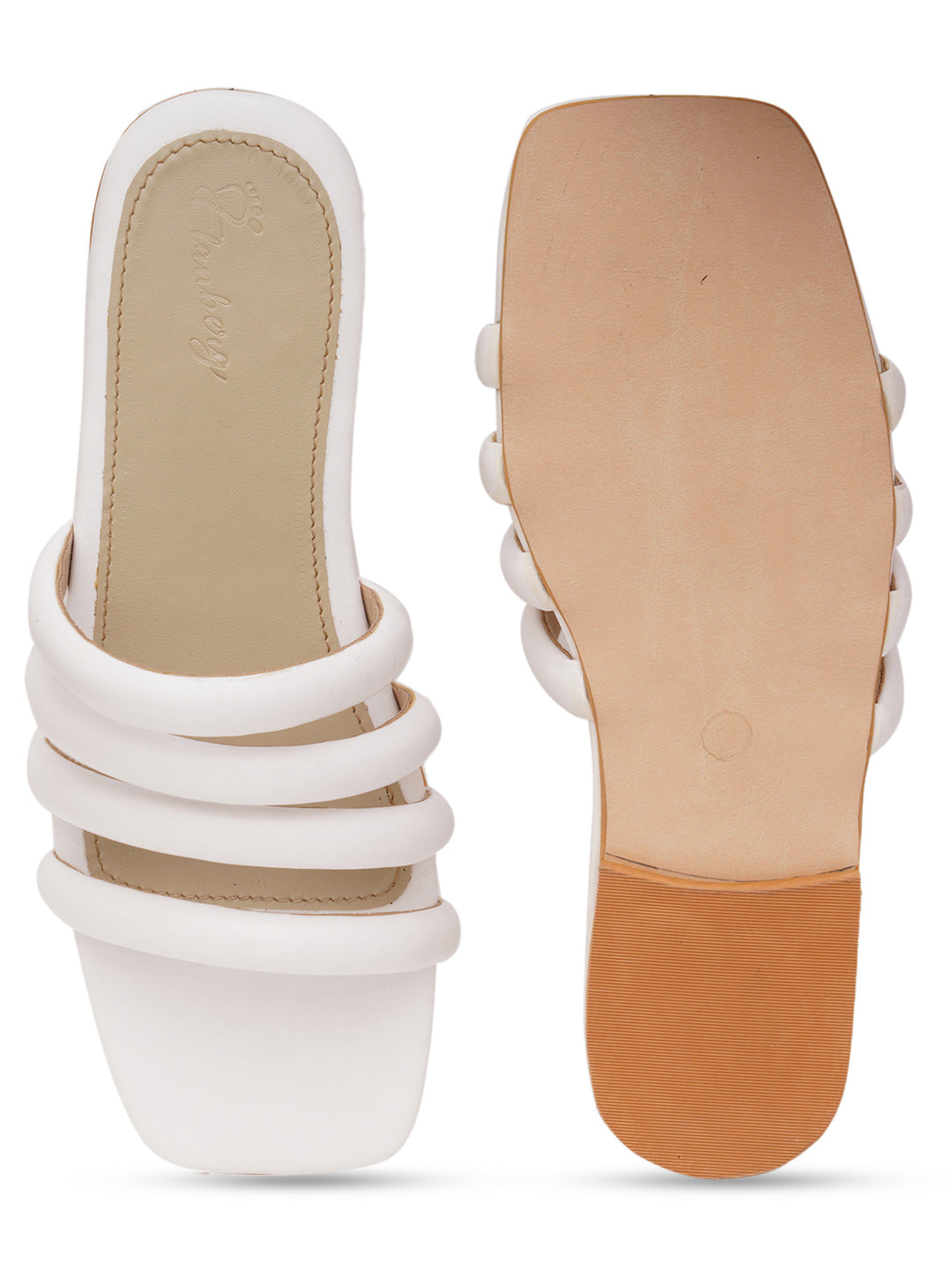 ELANBERG White Fashion Synthetic Leather Flats
