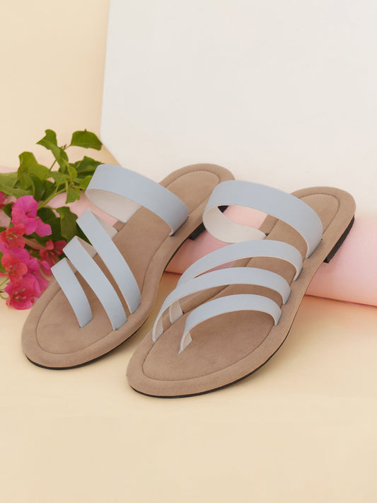 Cloud Strapy Slip On Flat- Blue
