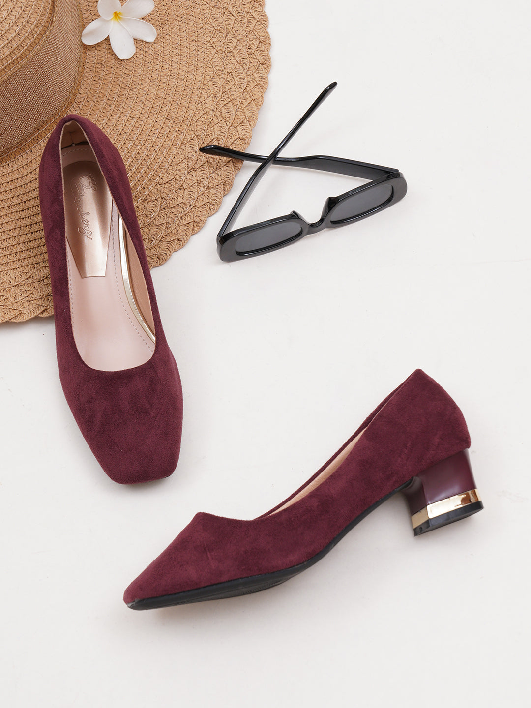 ELANBERG Maroon Casual Closed Back Heels