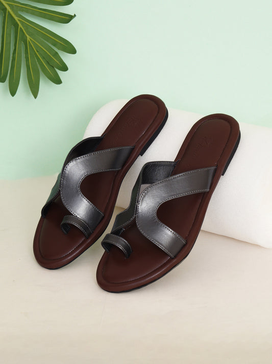 Ash Toe Ring Slip On Flat- Grey