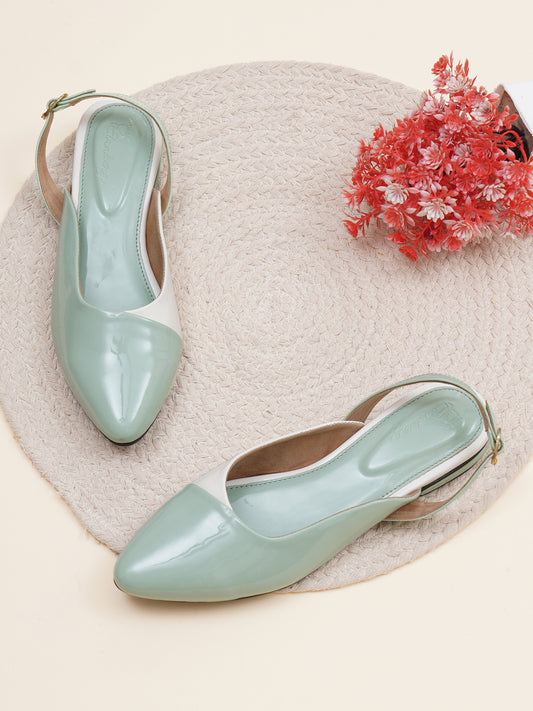 Mint Backstrap Pointed Toe Mule- Mint Green
