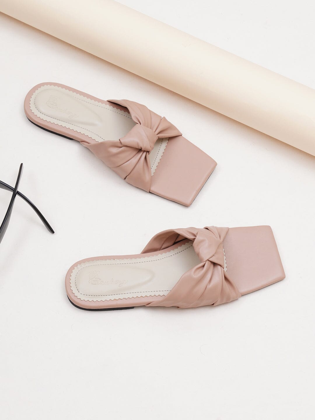 ELANBERG Pink Fashion Synthetic Leather Slip-On Flats Summer ELANBERG