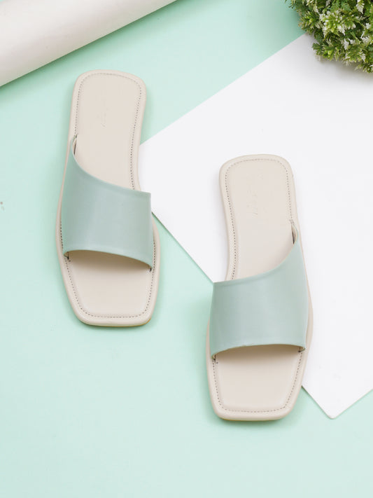 Frosted Slip On Flat- Mint Green