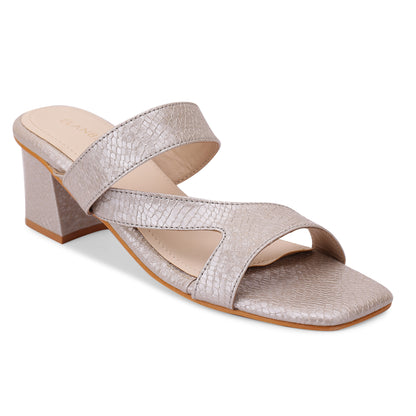 Caldera Asymmetrical Strap Block Heel- Grey