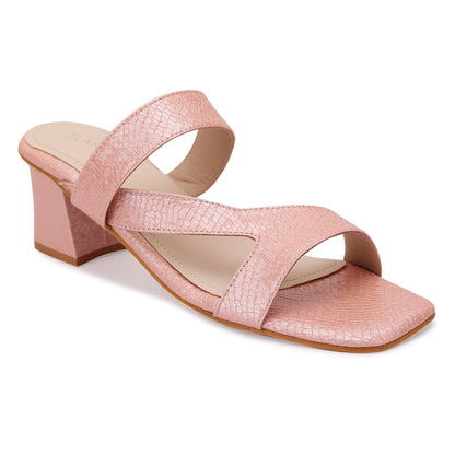 Florisse  Asymmetrical Strap Block Heel- Blush Pink