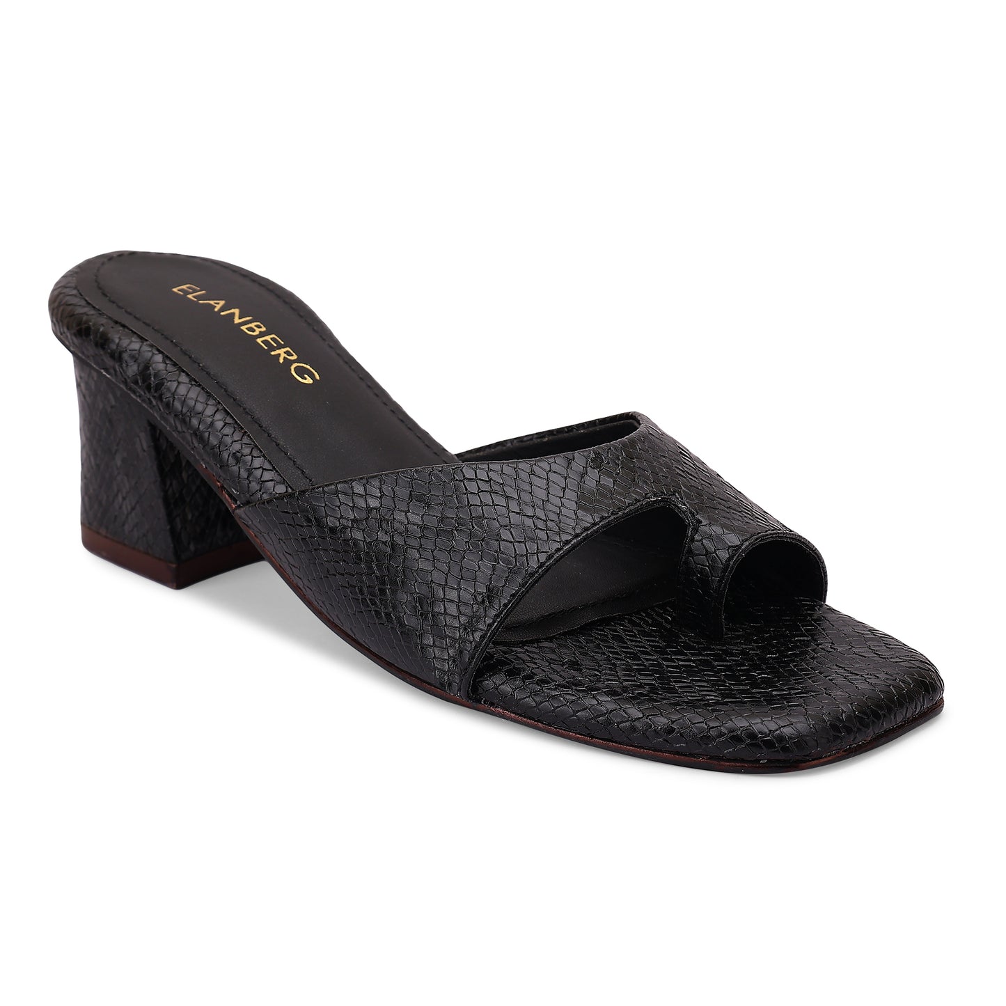 Ravenwood Textured Toe Ring Block Heel- Black