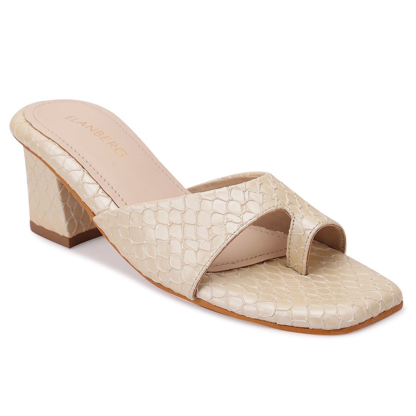 Moonveil Textured Toe Ring Block Heel- Ivory