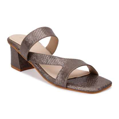 Barkley Asymmetrical Strap Block Heel- Mouse Grey