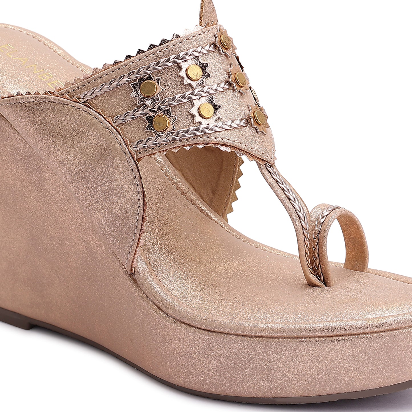 Padmika Kohlapuri Wedge Heel - Rose Gold