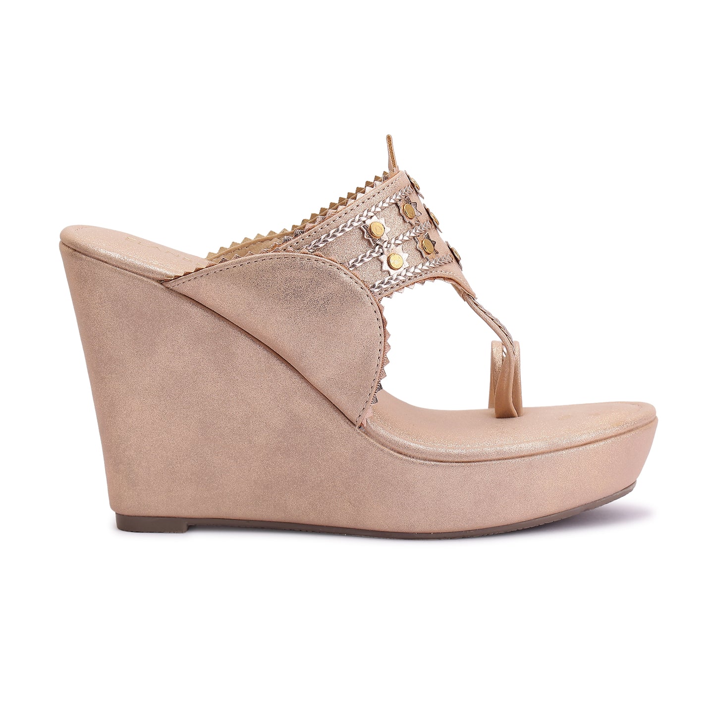 Padmika Kohlapuri Wedge Heel - Rose Gold