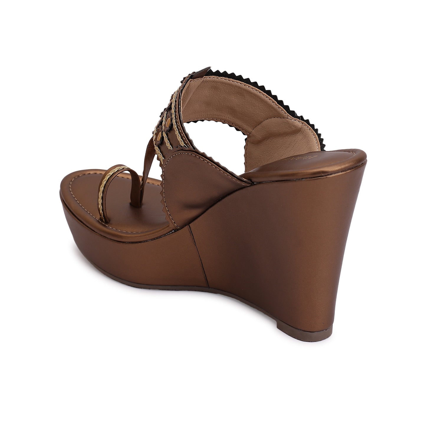 Svarnika Kohlapuri Wedge Heel - Antique