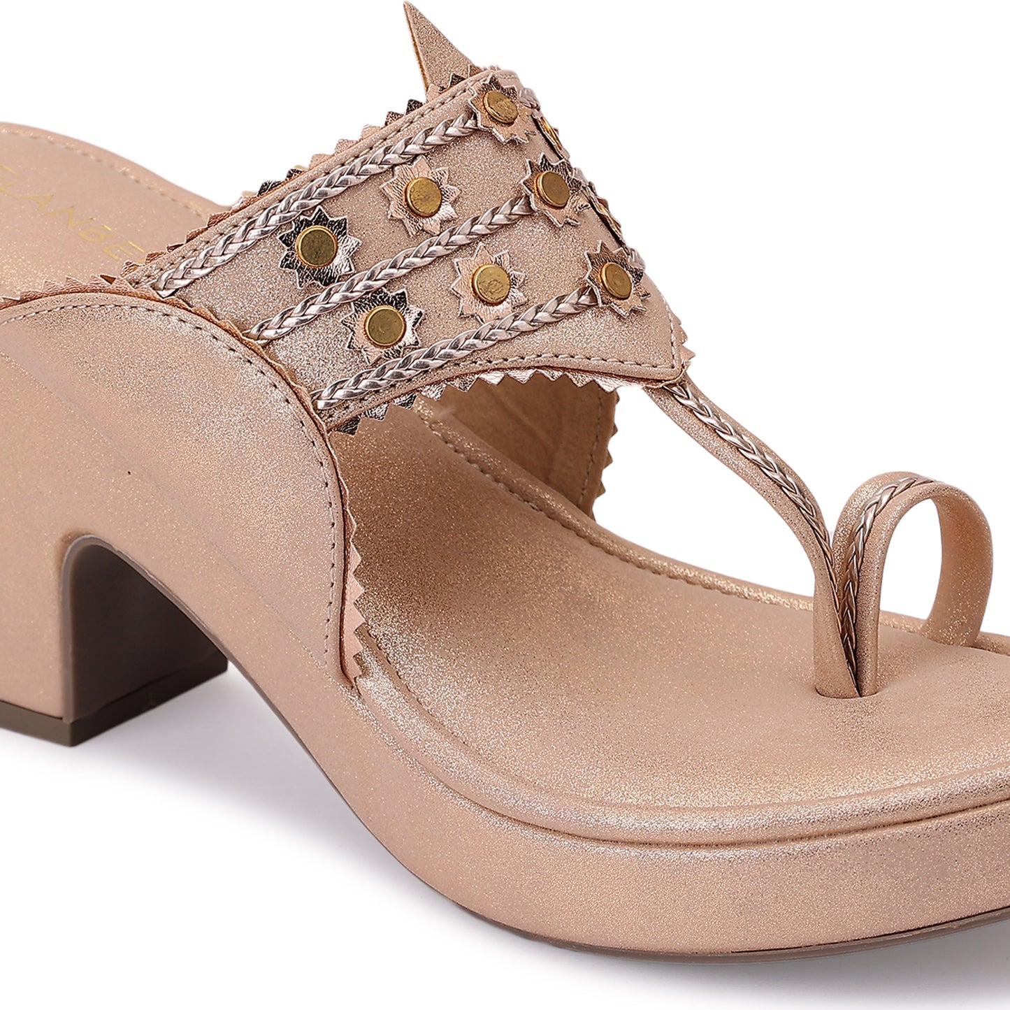 Rohini Kohlapuri Block Heel- Rose Gold