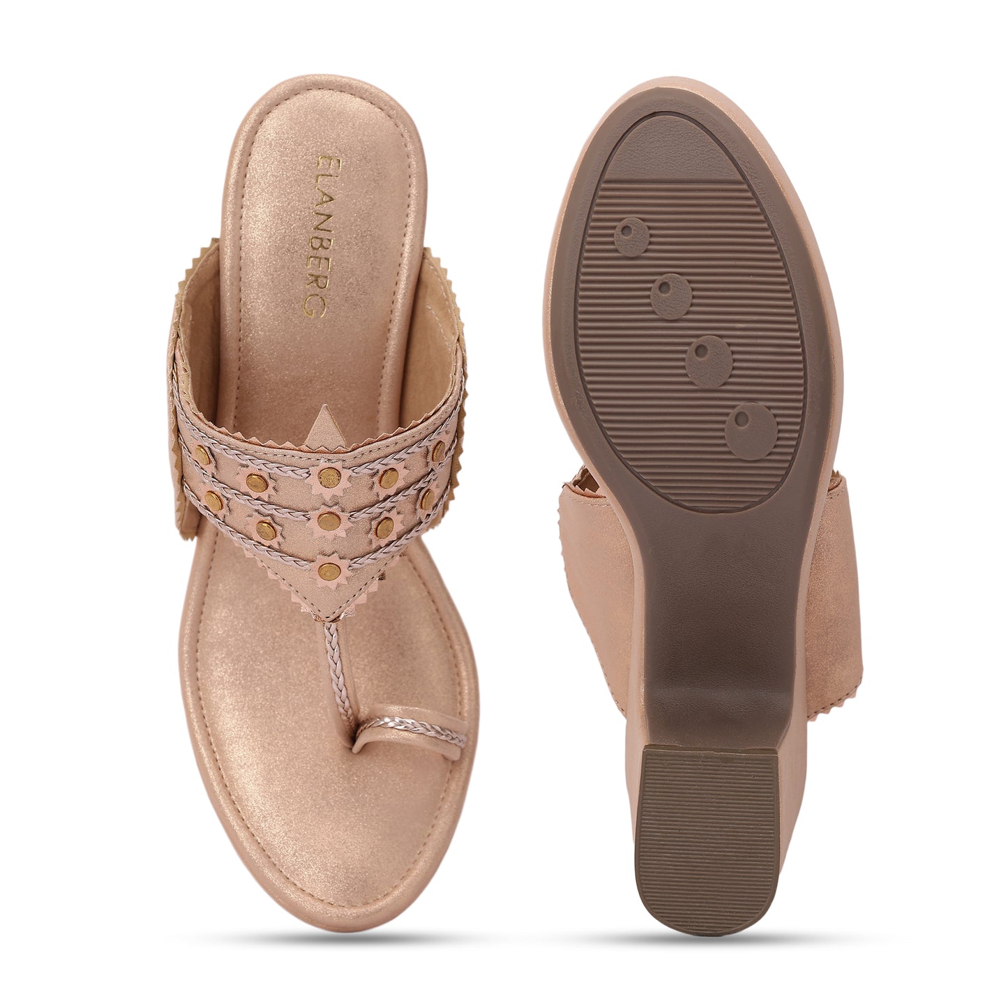 Rohini Kohlapuri Block Heel- Rose Gold