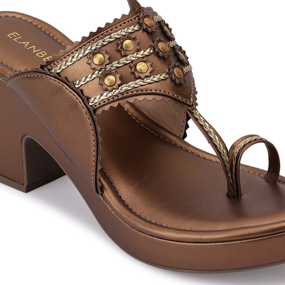 Hemangi Kohlapuri Block Heel- Antique