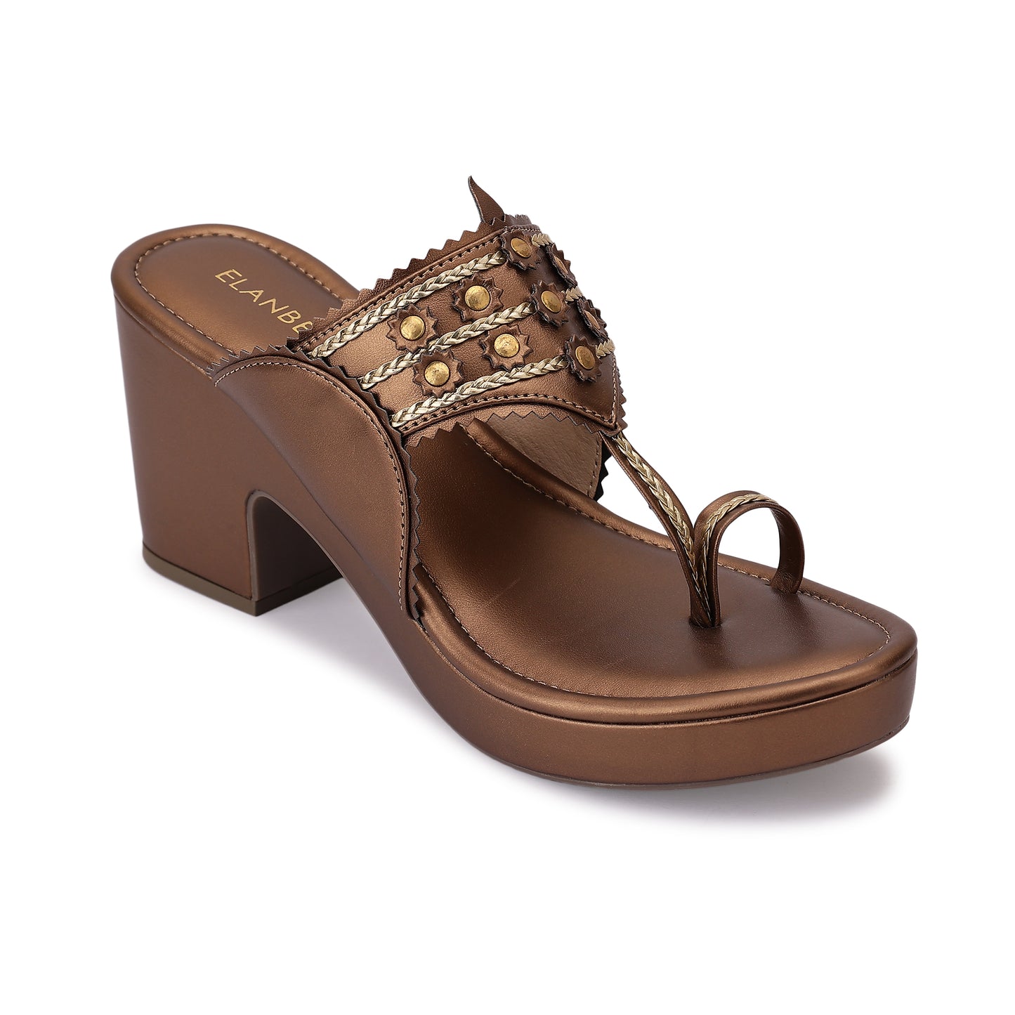 Hemangi Kohlapuri Block Heel- Antique