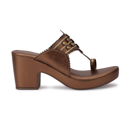 Hemangi Kohlapuri Block Heel- Antique