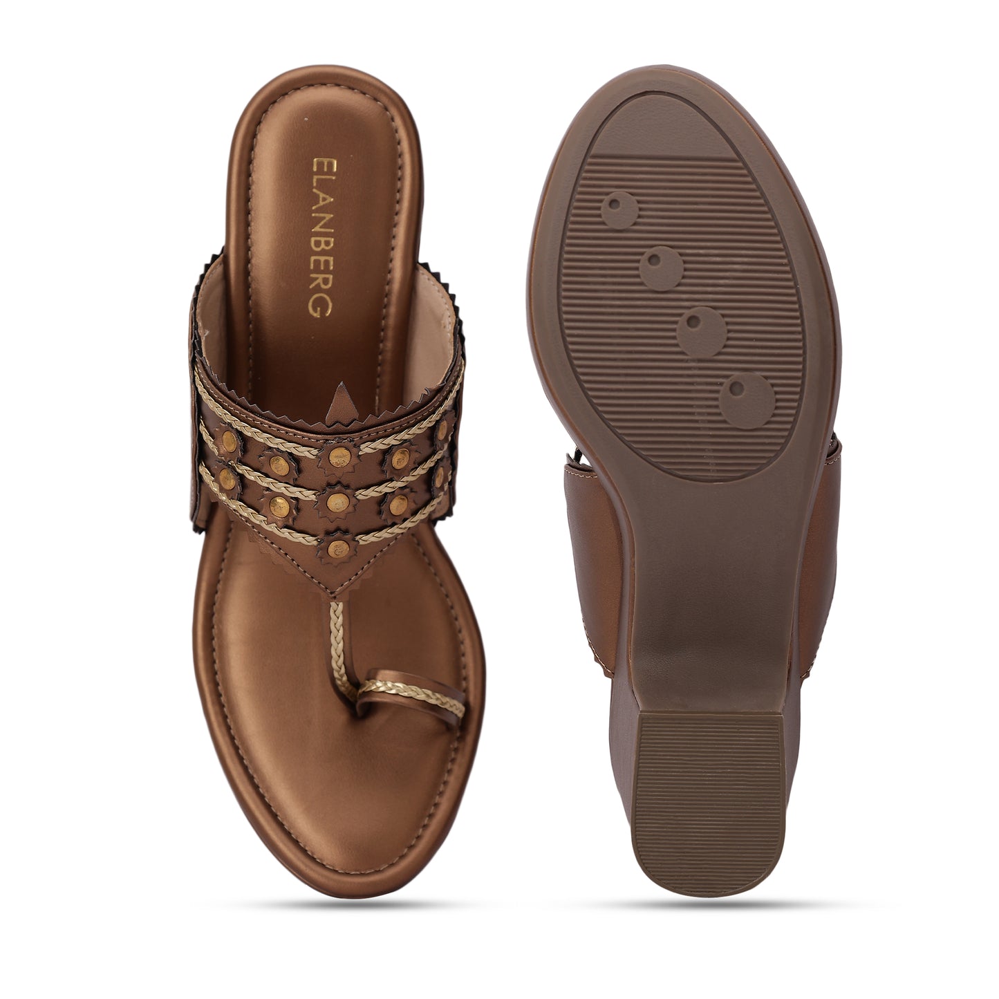 Hemangi Kohlapuri Block Heel- Antique