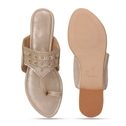 Suhemika Kohlapuri Flat- Champagne